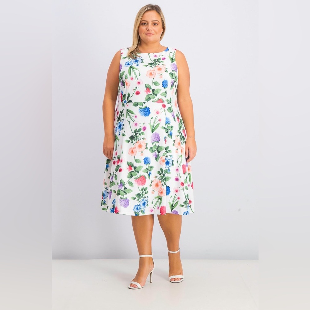 Calvin Klein Floral Print Midi Dress Sleeveless Plus Size 16W NWT MSRP $128